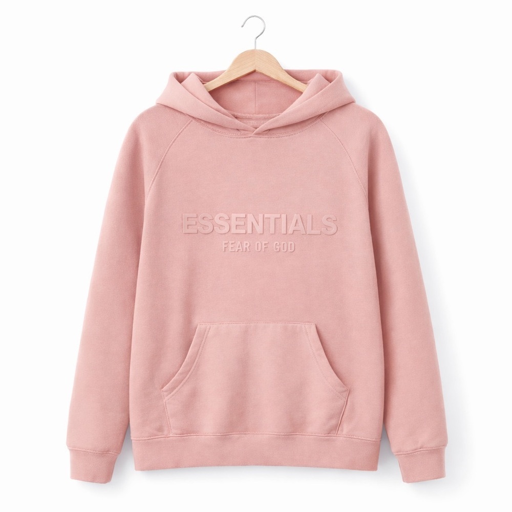 Fear of God ESSENTIALS Blush Pink Oversized Hoodie Size M | Streetwear Unisex